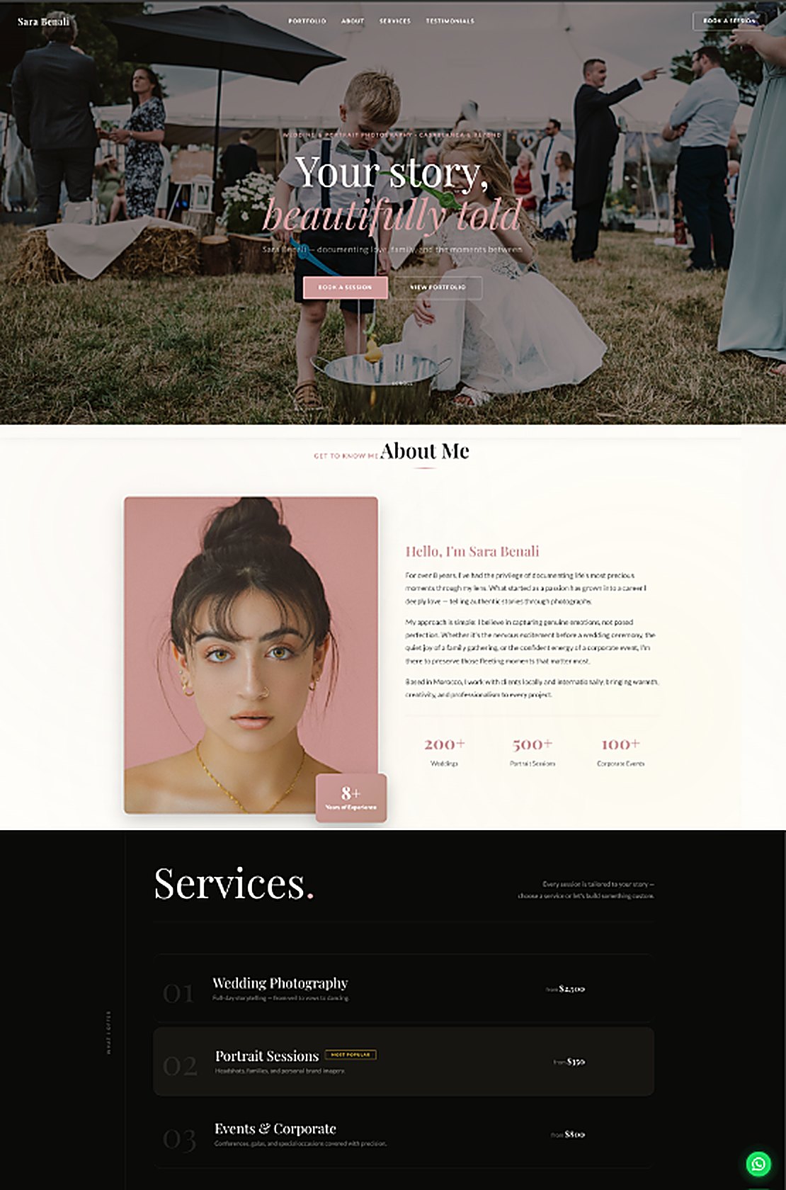 Démo — site photographe Sara Benali