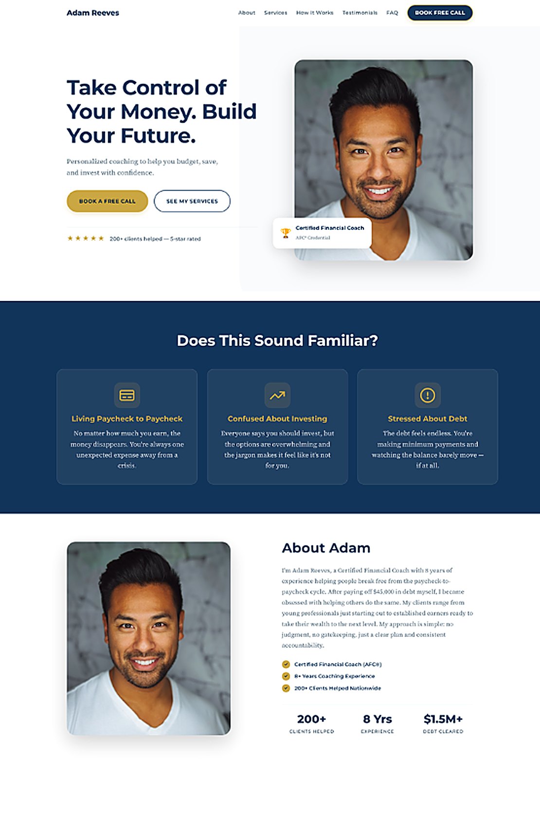 Démo — site Adam Reeves, coach financier